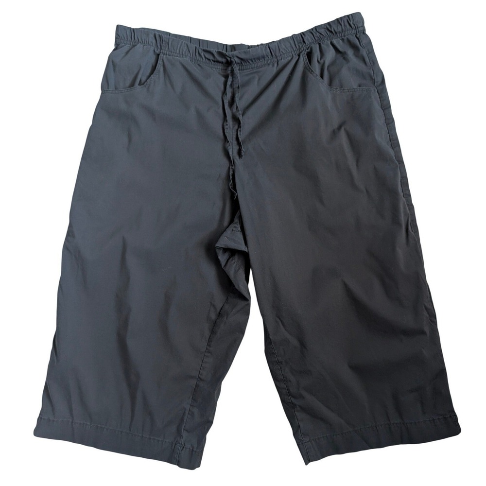 Be Present Black Yoga Capri Cargo Pants Women XL Wide Leg Y2K Lounge Crop Shorts - Picture 2 of 6